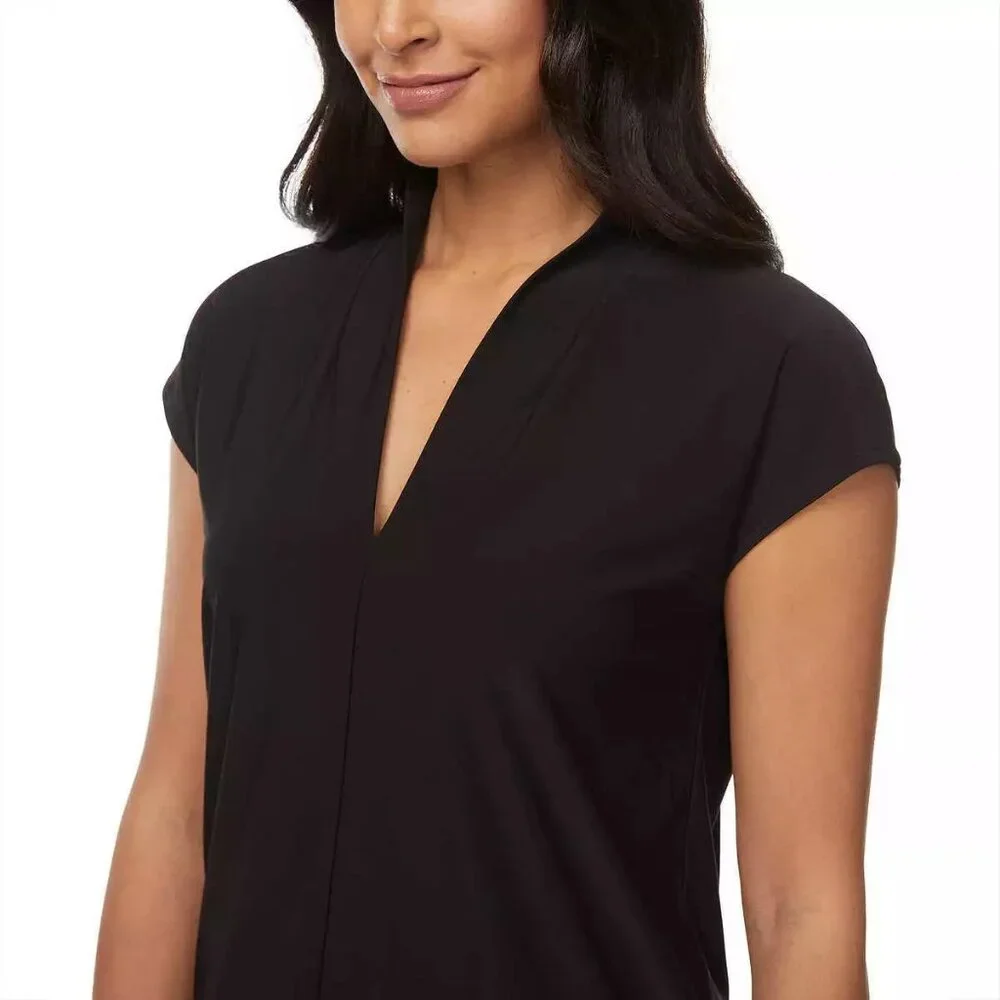 \\- Buffalo Ladies' V-Neck Short Sleeve Blouse  Colors: Black - Picture 7 of 9